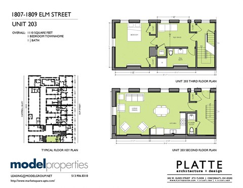 Floor plan for 1 bed, 1.5 baths, 1110 sqft